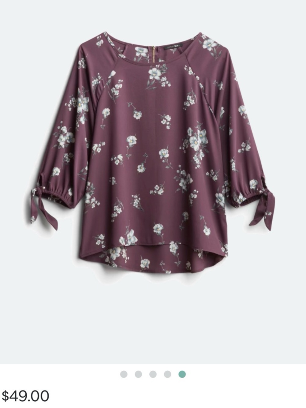 Papermoon Plum Floral Tie-Sleeve Blouse